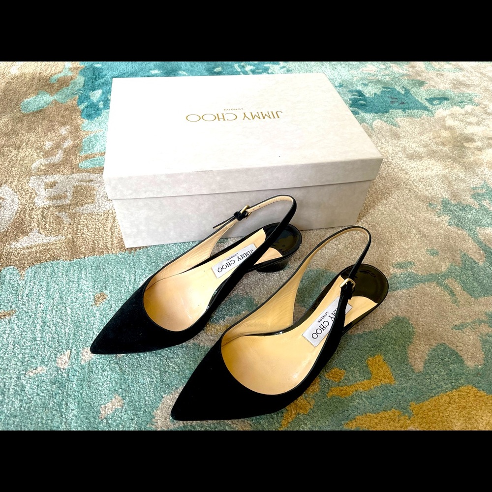 Jimmy Choo GEMMA 40 Black Suede - Sling Back - Size 37 (7)